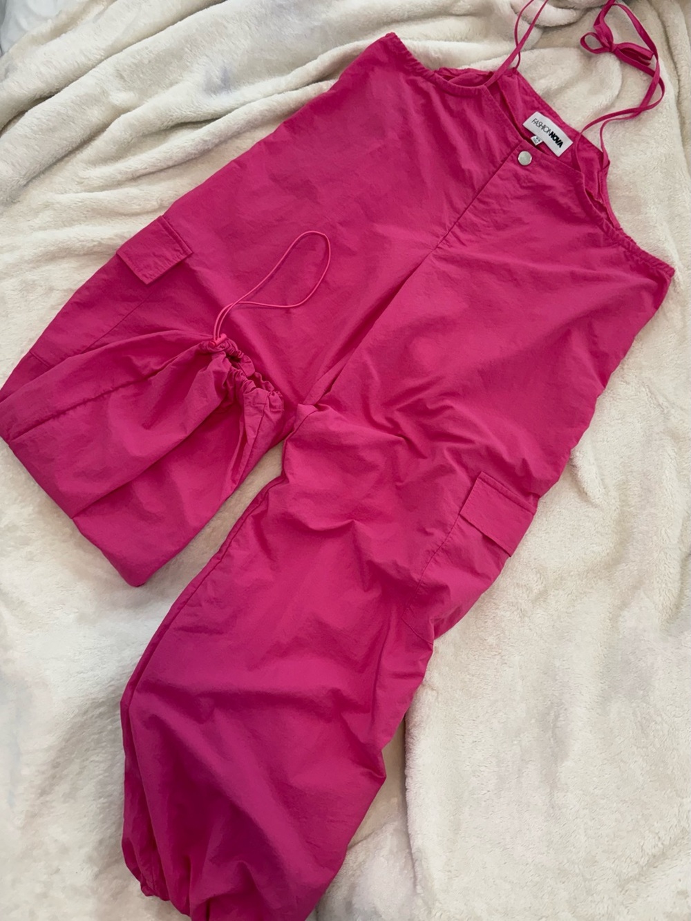 Fashion Nova Hot Pink Cargo Jumpsuit